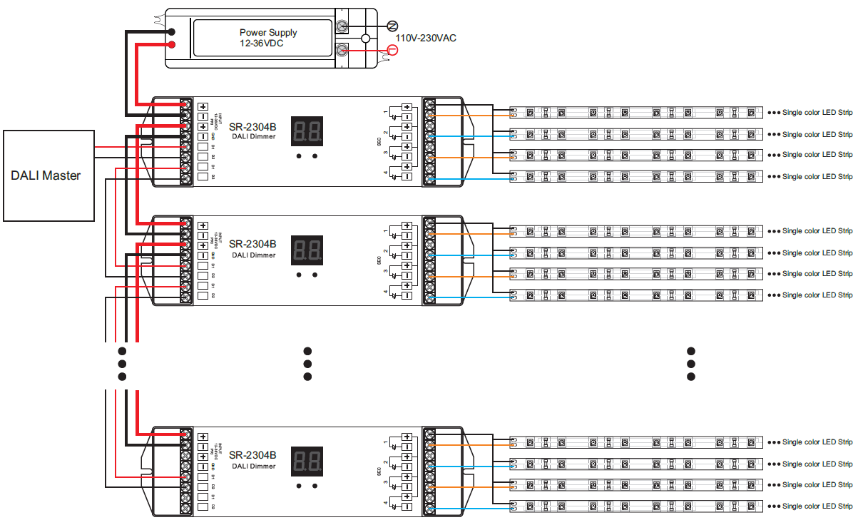 Controlador DALI Corriente Constante con 1 señas DALI para ... mando wiring diagram 